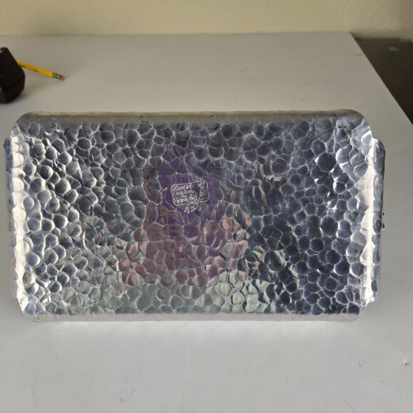 Vintage 1950s Rodney Kent Handles Hammered Aluminum Tray Retro Chic - Picture 8 of 10